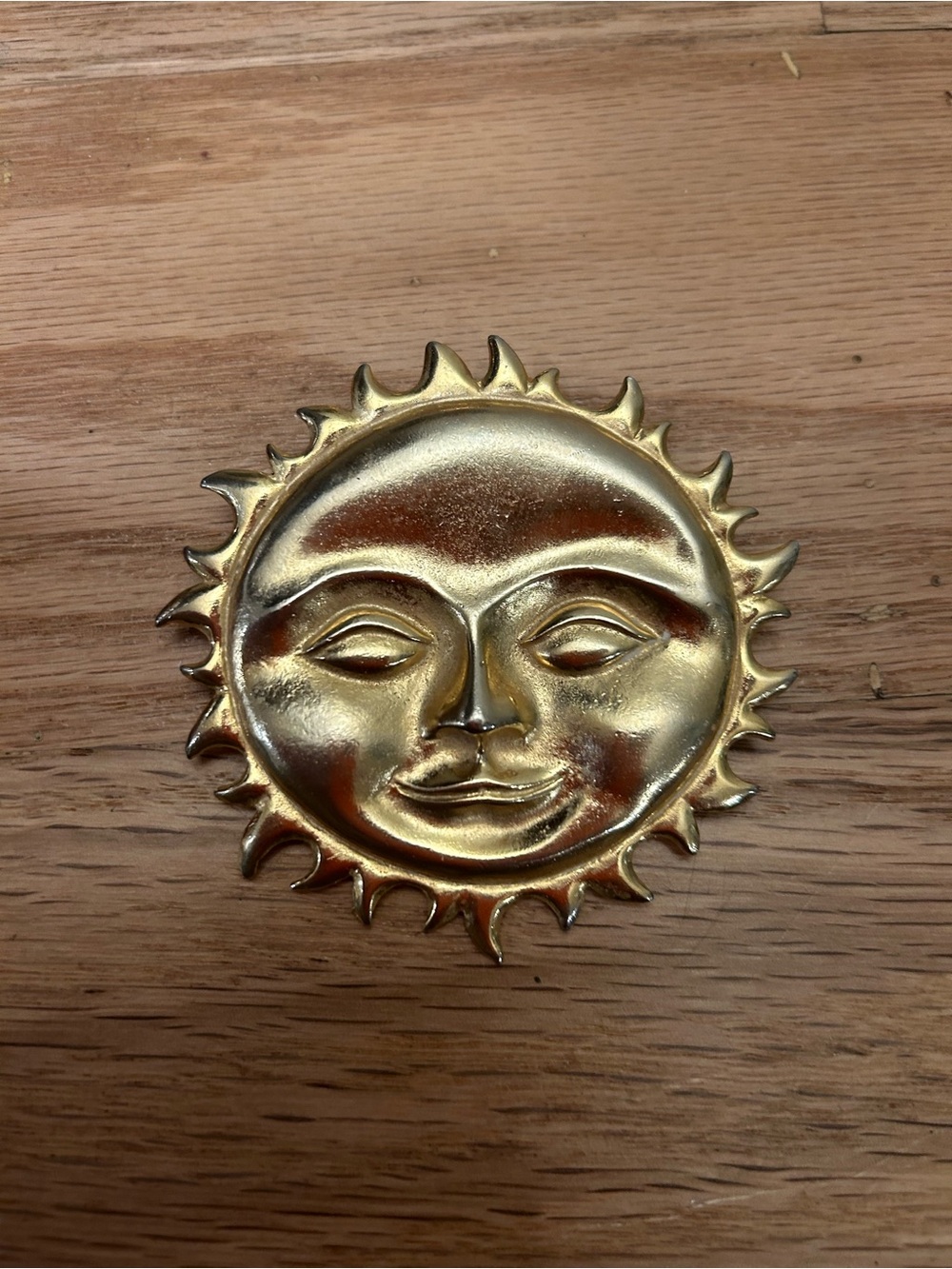 Vintage Gold Sun Face Brooch